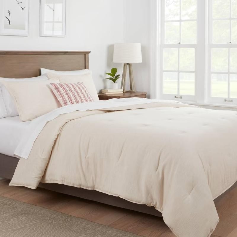 Threshold 3-Piece Cotton Linen Comforter Set OEKO-TEX Space Dyed -