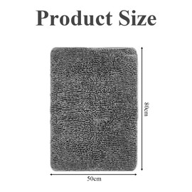 Chenille Plush Dog Pad, Highly Absorbent Microfiber Door Mat and Pet Rug, Machine Washable Rug Mat for Kitchen Bathroom Bedroom Indoor and Outdoor (Grey)