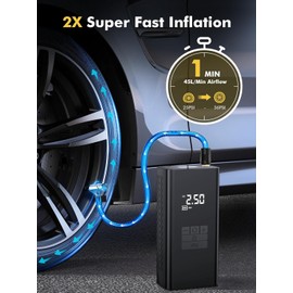 JiaoZoum Tire Inflator Portable Air Compressor, Air Pump for Car Tires with Tire Pressure Gauge, Smart Pump Tire Inflator for Car, Motorcycle, Bicycle, Balloons and More
