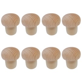 Mushroom Shaped Corks - Reusable Wooden & Rubber Wine Stopper Plugs (8, L)