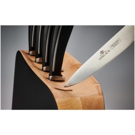 Gerlach Professional Chef Knife Set, 5 Pieces, Stainless Steel, with Block and Gift Box, Black/wood, G-1320
