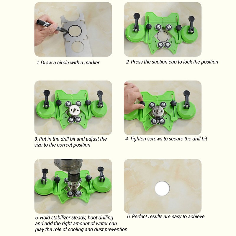 Tile Hole Saw Guide Jig Fixture Adjustable Portable with 2