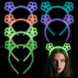 Rhoxshy Glow in the Dark Headbands, Light Up Headband 6-Pack Glow Headbands for Party Plum Blossom Luminous Hair Band Sunlight-Activated Hair Hoops Light Up Tiara Glowing Hairband for Women