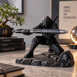 3D Printed Ninja Pen Holder for Desk Organization – Creative Plastic Pencil Stand and Ninja Figurine for Office & Home Decor