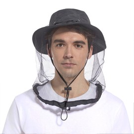 Mosquito Sun Net Hat Cap - Foldable Bug Hat UPF 50+ Sun Protection with Hidden Netting for Summer Beekeeping Hiking Men Women, Army Green (UK, Alpha, One Size, M, Gray)
