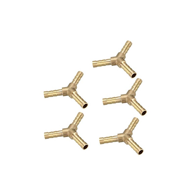sourcing map 6mm Brass Barb Hose Fitting Tee Y-Shaped 3
