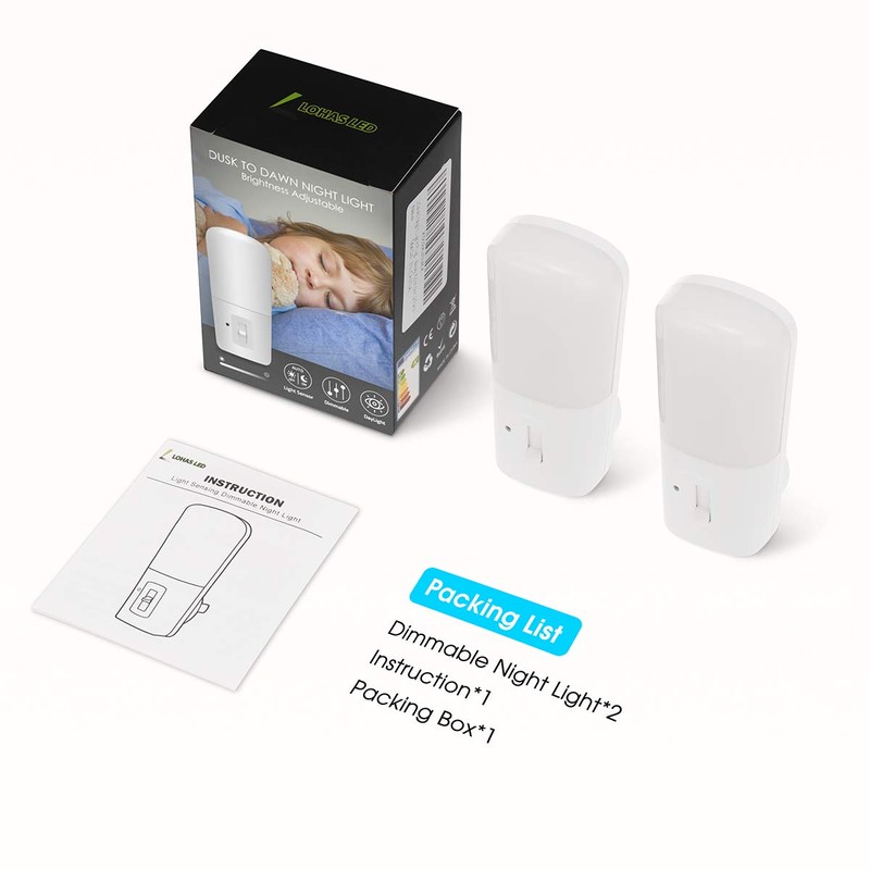 LOHAS Dimmable Night Light, Plug in LED Night Light Dusk