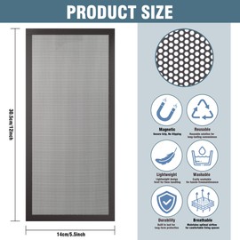 6 Pack Strong Magnetic Floor Vent Cover - PVC Mesh Register for Wall Ceiling Floor Catch Debris Hair Insect (Black, 5.5 x 12 Inch)