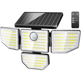 Adewalk 3000LM Outdoor Solar Light - Upgrade 4 Heads 188 LED Solar Motion Sensor Outdoor Lights, IP65 Waterproof Powered Light for Home Darkroom Backyard