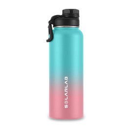 SOLARLAB Stainless Steel Water Bottle - Thermal Flask Insulated Flask Thermos Flask 1 Litre for Hot and Cold Drinks, for Outdoor and Sports (Maroon Blue + Pink, 1.2 L)
