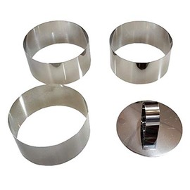 SUNRISE Stainless Steel Cookie Cutter & Ring Set (3 Rings 1 Tamper, 4 Pieces)