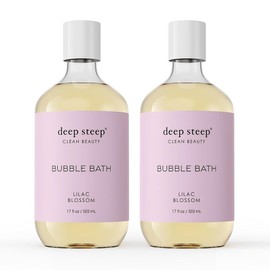 Deep Steep 딥 스티프 버블 배스, 라일락 블라썸, 17온스(2팩) - 시어 버터, 아르간 오일, 알로에 베라 & 코코넛 오일 [Peach Praline] Deep Steep Bubble Bath, Lilac Blossom, 17oz (2-Pack) - Shea Butter, Argan Oil, Aloe Vera & Coconut Oil [Peach Praline]