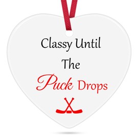 Hockey Christmas Ornament for Hockey Player Boys Girls Ice Hockey Themed Gifts Christmas Tree Decorations Ornament for Hockey Lover Fans Coach Ceramic Keepsake Birthday Xmas Thanksgiving Gifts