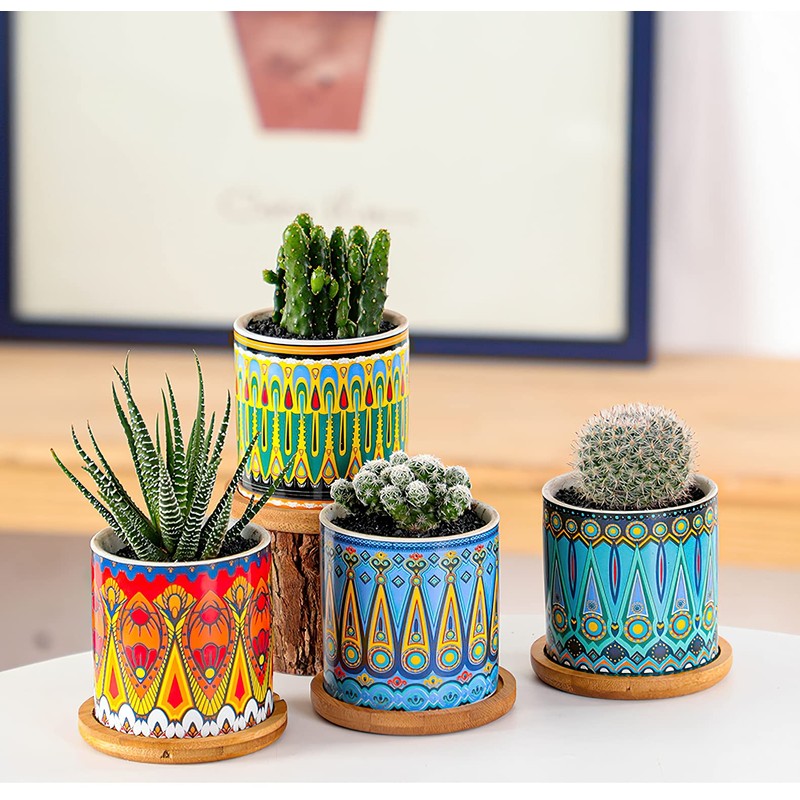 Kingrol 8 Pack Succulent Pots, Mini Ceramic Flower Planter Pot