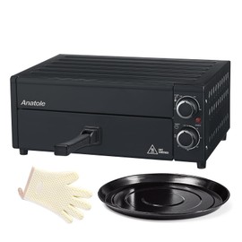 Anatole Electric Pizza Oven 12" 1800W Indoor Countertop Pizza Maker Time Temperature Adjustable Multifunctional Pizza Cooker with Removable Grill Crumb Tray ETL Certified