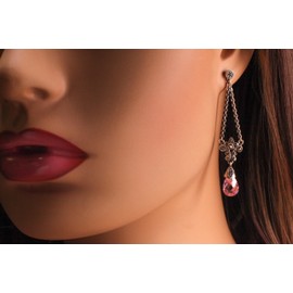 Vintage Marcasite 925 Sterling Silver Pink Topaz 8x14mm Teardrop Post Dangling Earrings. 925 stamped, Antique vintage gift for her