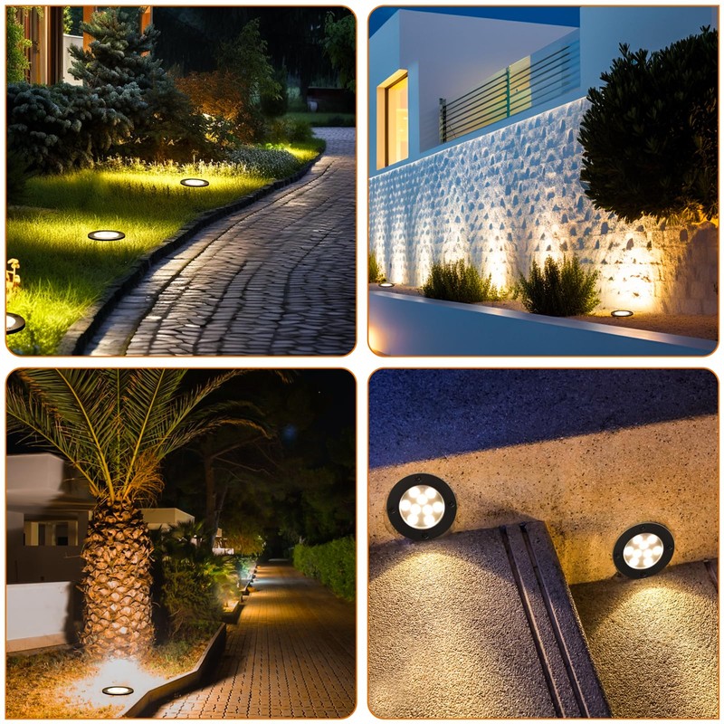 9W Low Voltage Landscape Lights, AC/DC 12-24V In-Ground Lights IP68