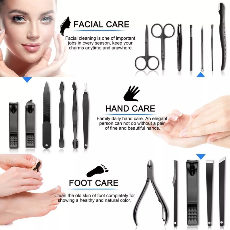 SALN Set De Cortaúñas Manicura Pedicura Hombre Acero Con Estuche
