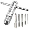 Puedno Adjustable T-Handle Ratchet Tap, M3-M8 Threading Wrench Set, Machine