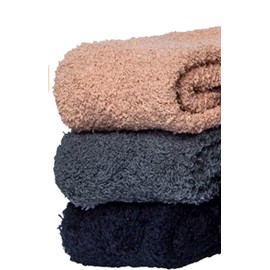 ELLITE Premium Soft Fuzzy Winter Warm Microfiber Crew Socks ,Solid with Stripes, Pack of 5 pairs ,One Size(Fits Shoe Size: 6-9 & Sock Size: 9-11)
