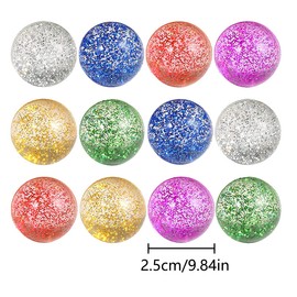 Bouncy Balls, 12 PCS Mixed Glitter Bouncy Ball for Birthday Party Decoration Kids Gift Goodie Bags (25mm)