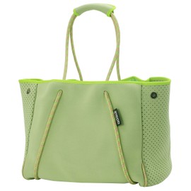 QOGiR Neoprene Multipurpose Beach Bag Tote with Inner Zipper Pocket (Green, Large)
