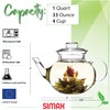 Simax Glassware 33 Ounce Glass Teapot | With Spout, Microwave