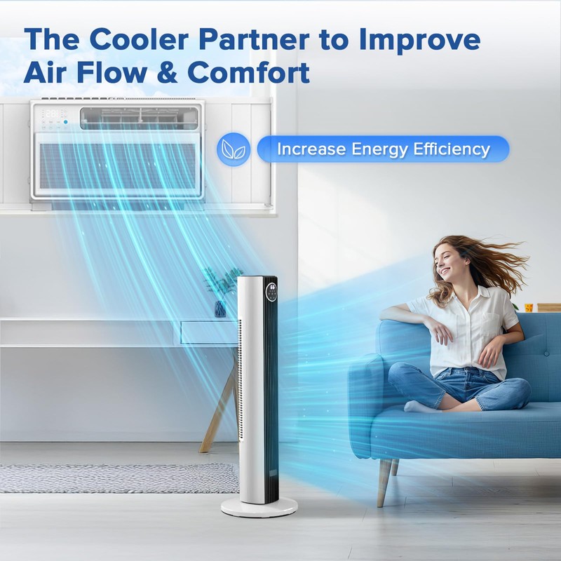 Electactic Tower Fan for Bedroom 25ft/s Standing Fan 85° Oscillating