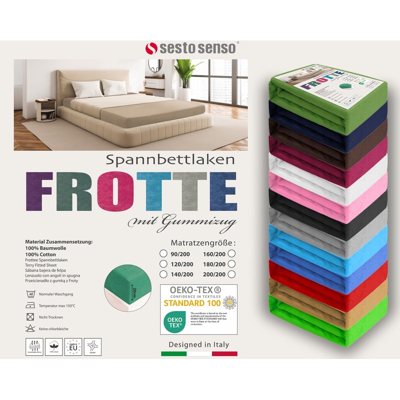 Sesto Senso Fitted Sheet 200 x 200 cm Red for