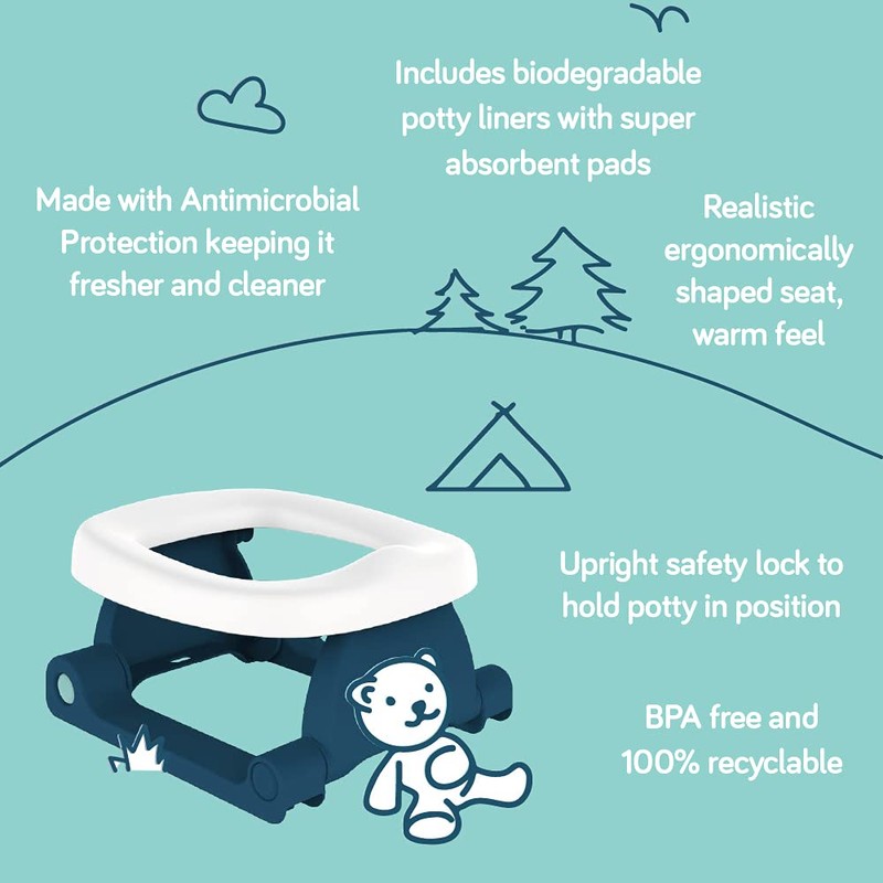Pottiagogo Baby Potty Portable Foldable Innovative Antibacterial Material Grey 390g