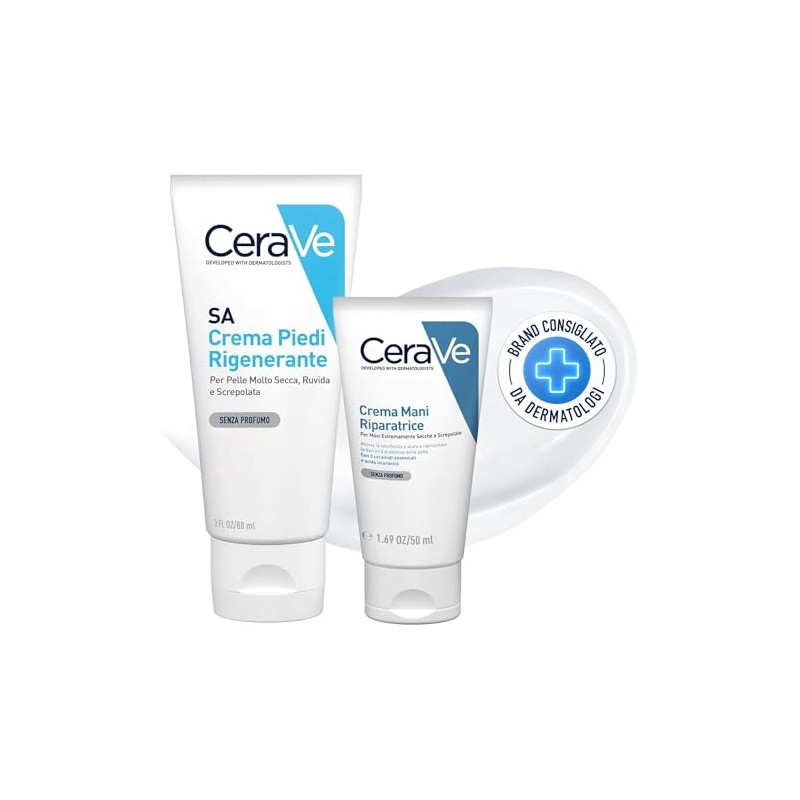 CeraVe Kit, Crema Mani Riparatrice, Per Mani Screpolate, Con Acido