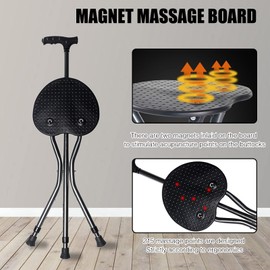 Yayayo Hold 440 lbs Folding Canes with Seat Walking Stick Height Adjustment Cane Seat Capacity Frosted Handle with Magnetic Therapy Stone Crutches Stool