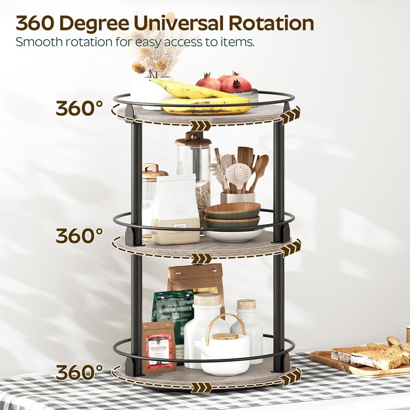 YATINEY 3-Tier Lazy Susan Organizer, Rotating Spice Rack, Spinning Organizer,