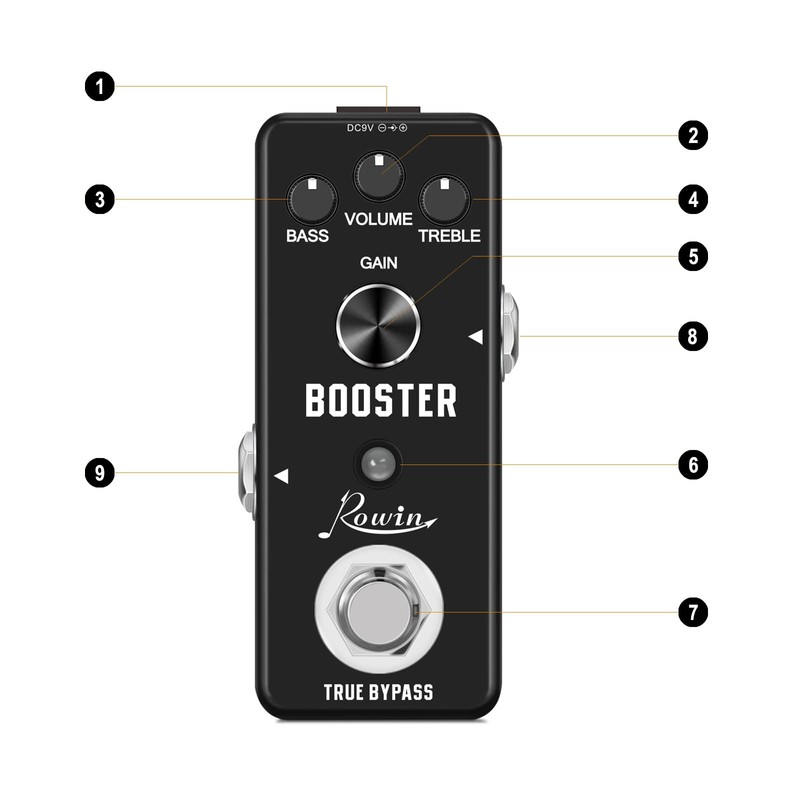 Rowin Distortion BOOSTER Guitar Effect Pedal LEF-318