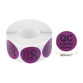 MECCANIXITY Inventory QC Rework Repair Stickers Labels 25mm/1" Purple for Inventory Warehouse Stock, 3 Roll 1500 Piece