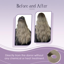 Fshine Real Hair Extensions Wefts Real Hair Ombre Light Brown to Platinum Blonde Real Hair Wefts for Sewing 45 cm Hair Wefts Real Hair 25 g #9A-10-800