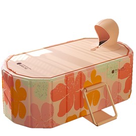 Foldable Bathtub for Adult Large 47'in Collapsible tub Portable Bathtub for Bathroom Folding SPA Tub for Shower Stall, Ideal for Small Spaces (Pink-with cover, XL: 47"L x 33.8"W x 19.5"H)