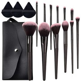 Makeup Brushes, Set of 15, Cosmetic Pouch Included, Makeup Brush Puff Premium Fiber Bristles, Super Soft, Popular, Multi-functional, Makeup Set, Concealer Brush, Eye Shadow Brush, Foundation Brush