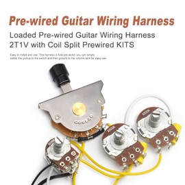 SAPHUE 2T1V Coil Splitting Guitar Wiring Harness Prewired Circuit 5 Way Blade Switch/Push Pull-500K Switch Guitar Harness