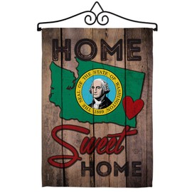 State Washington Home Sweet Garden Flag Set Wall Hanger Regional USA American Territories Republic Country Particular Area Small Decorative Gift Yard House Banner Made In 13 X 18.5