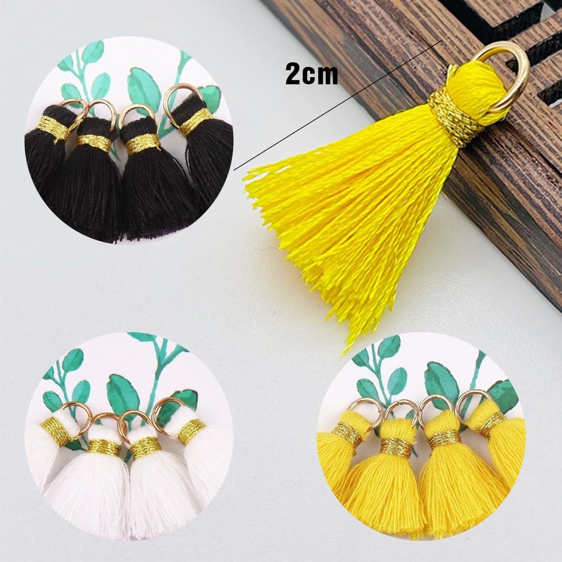 Handmade Cotton Tassel Pendant, 2 cm Mini Colourful Tassel Tassels