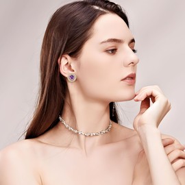 FILMOON Clip On Earrings for Women Non Pierced Cubic Zirconia Clip On Stud Earrings Round Heart Square Crystal Earring Fashion Rhinestone Jewelry, Brass, No Gemstone