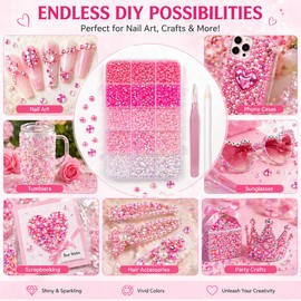 12000 Pcs Bedazzling Kit, Pink Rhinestones, Gems for Bedazzling