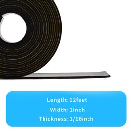 DEVNOL Sticky Back Self Adhesive Solid Rubber Strips 1/16 Thick, 1 inch Wide Neoprene Rubber Sheet Seal Strip for Gasket, Surface Protection