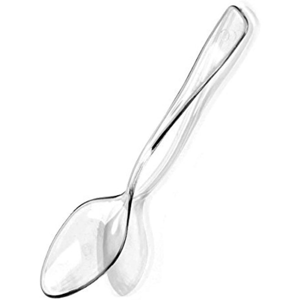 Zappy 100 Clear Plastic Mini Spoons 3.75" Plastic Spoon Small Spoon Great Dessert Spoon or Ice Cream Spoon Disposable Plastic Spoons Mini Tasting Spoons Dessert Spoons Flatware Appetizer Spoons (100)