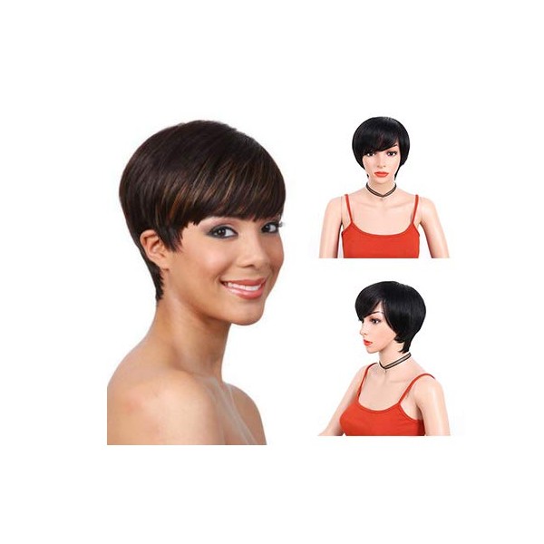 black color 150% density short human hair wigs with bangs soft straight brazilian virgin hair for women