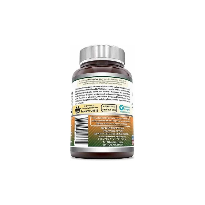Suplemento Tabletas Calcio Magnesio Zinc Vitamina D3 Amazing Nutrition