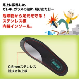 Midori Anzen Men's Insoles with Step Prevention Board, Black