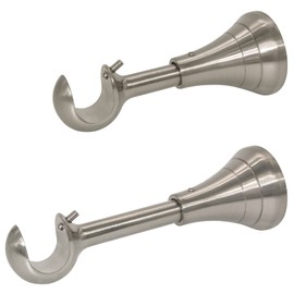 Adjustable 4 - 5 in Curtain Rod Brackets, Heavy Duty Curtain Rod Bracket, Curtain Holder for 5/8 to 3/4 inch Rods, Brackets for Curtain Rods, Wall Mount (Brushed Nickel - Set of 2)