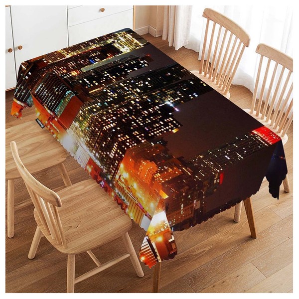 Swono New York City Skyline at Night Table Cloth, Modern